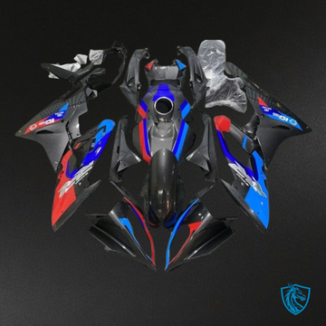 BMW S1000RR (2017-2018) Black, Blue & Red Carbon Fiber - MERGEment Motorcycle Fairings Kit
