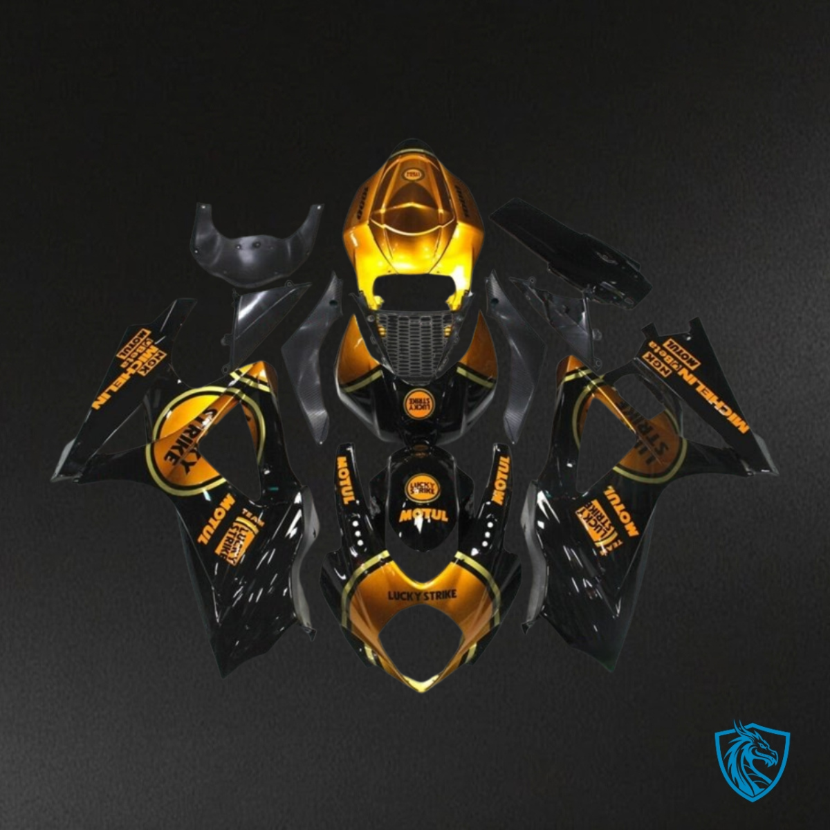 Suzuki GSXR1000 (2007-2008) Black & Orange Lucky Strike - MERGEment Motorcycle Fairings Kit