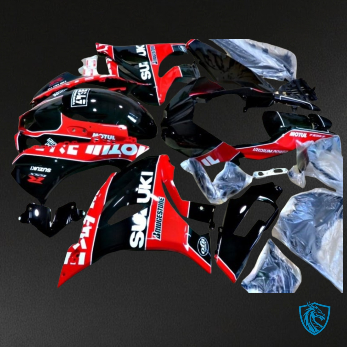 Suzuki GSXR1000 (2017-2020) Gloss Black & Red - MERGEment Motorcycle Fairings Kit