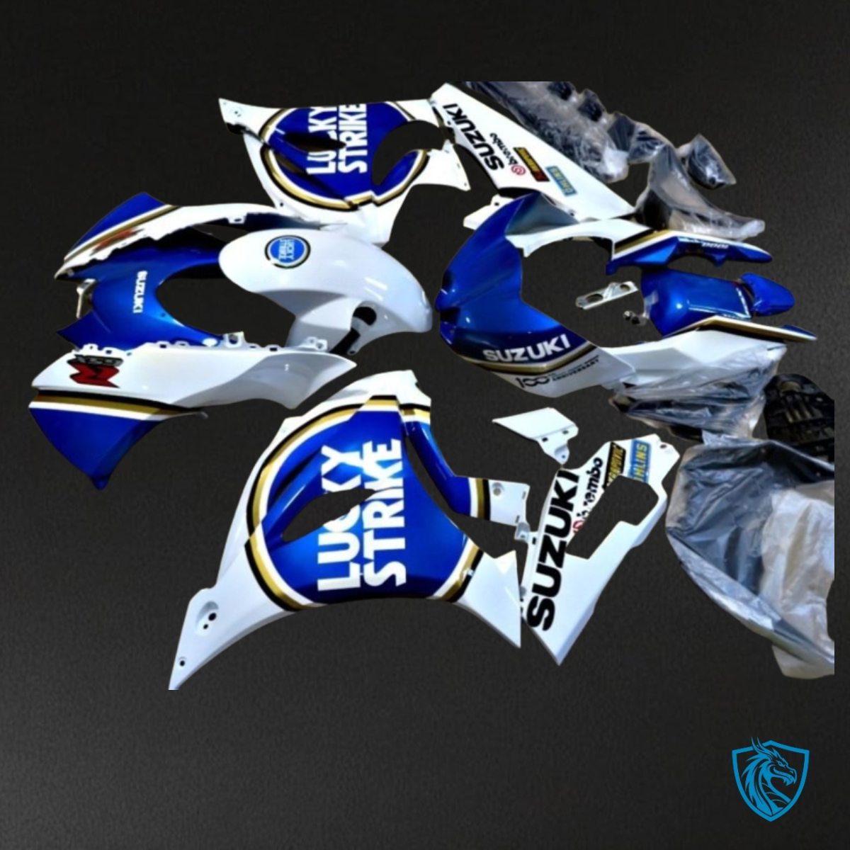 Suzuki GSXR1000 (2017-2020) Blue & White Lucky Strike - Custom ABS Fairing Kit