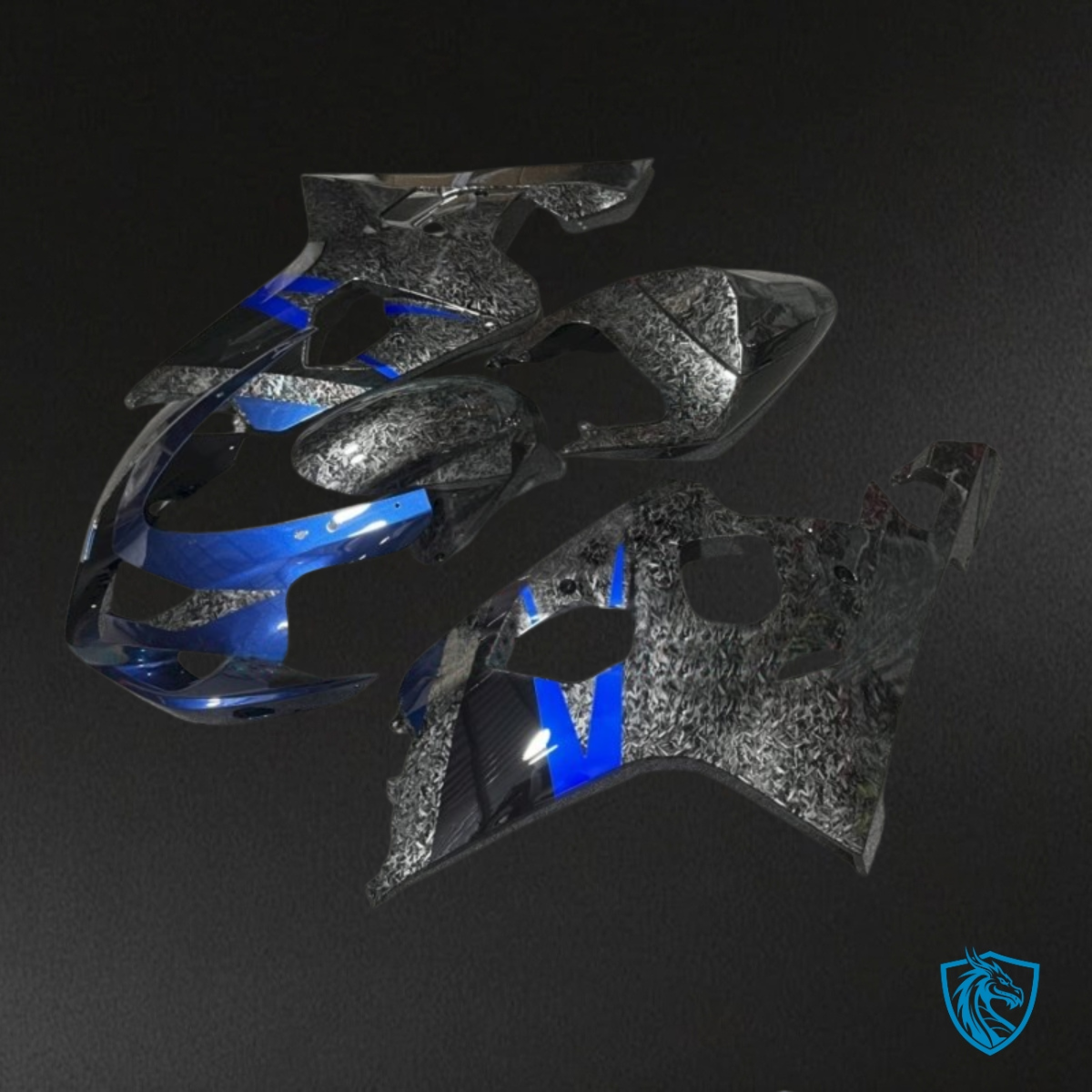 Suzuki GSXR600/750 (2004-2005) Black, Gray & Blue Carbon Fiber - Custom ABS Fairing Kit