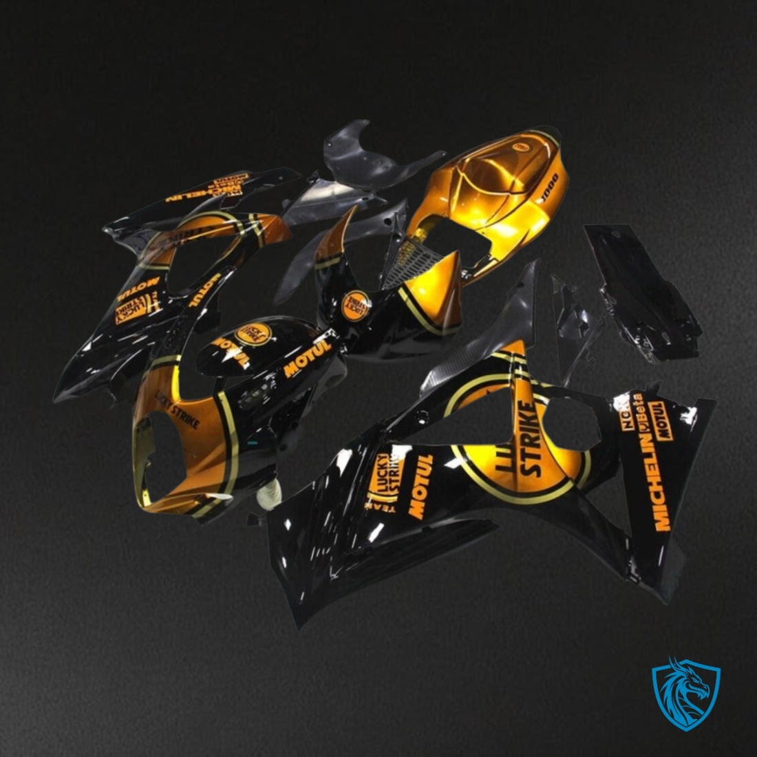 Suzuki GSXR1000 (2007-2008) Black & Orange Lucky Strike - MERGEment Motorcycle Fairings Kit