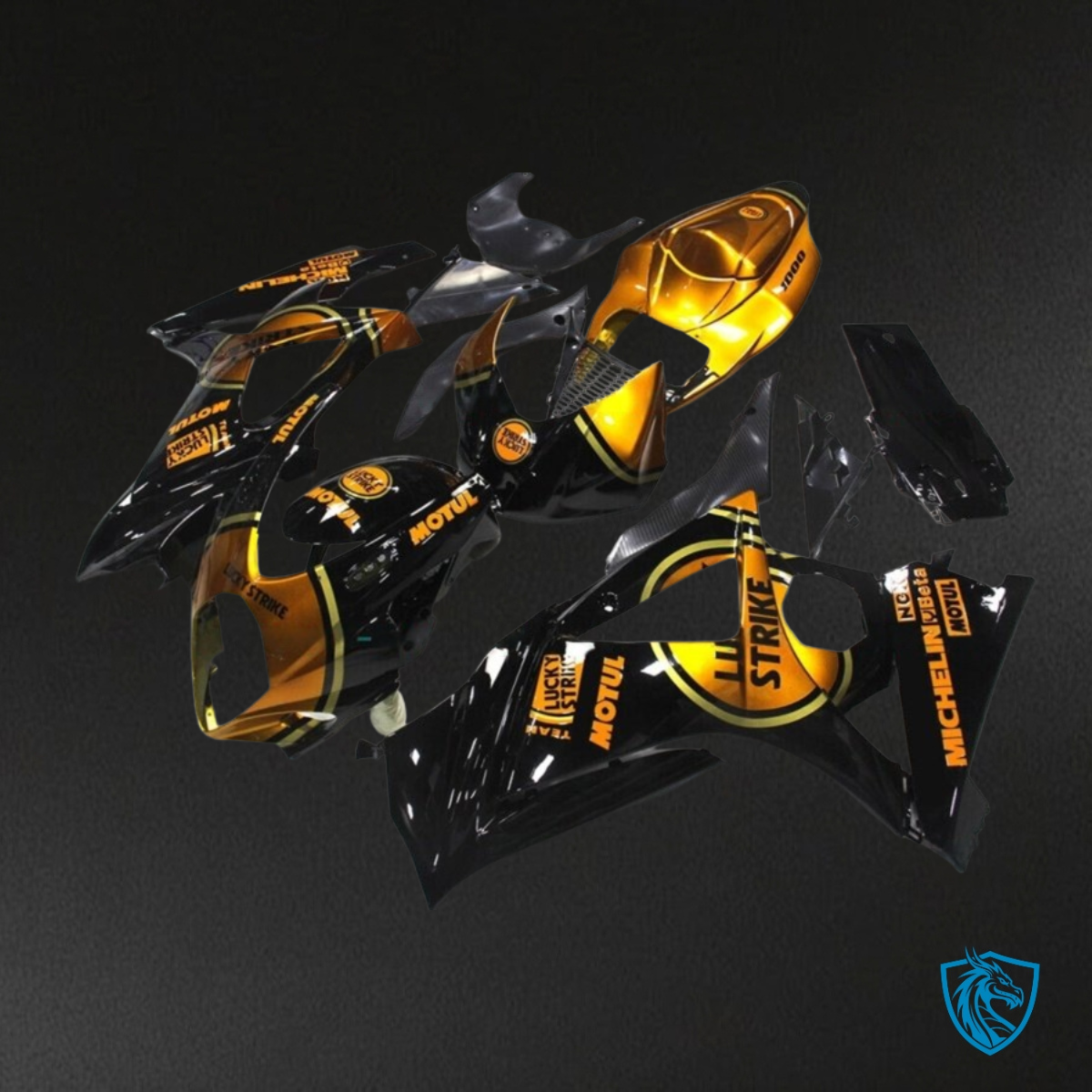 Suzuki GSXR1000 (2007-2008) Black & Orange Lucky Strike - MERGEment Motorcycle Fairings Kit