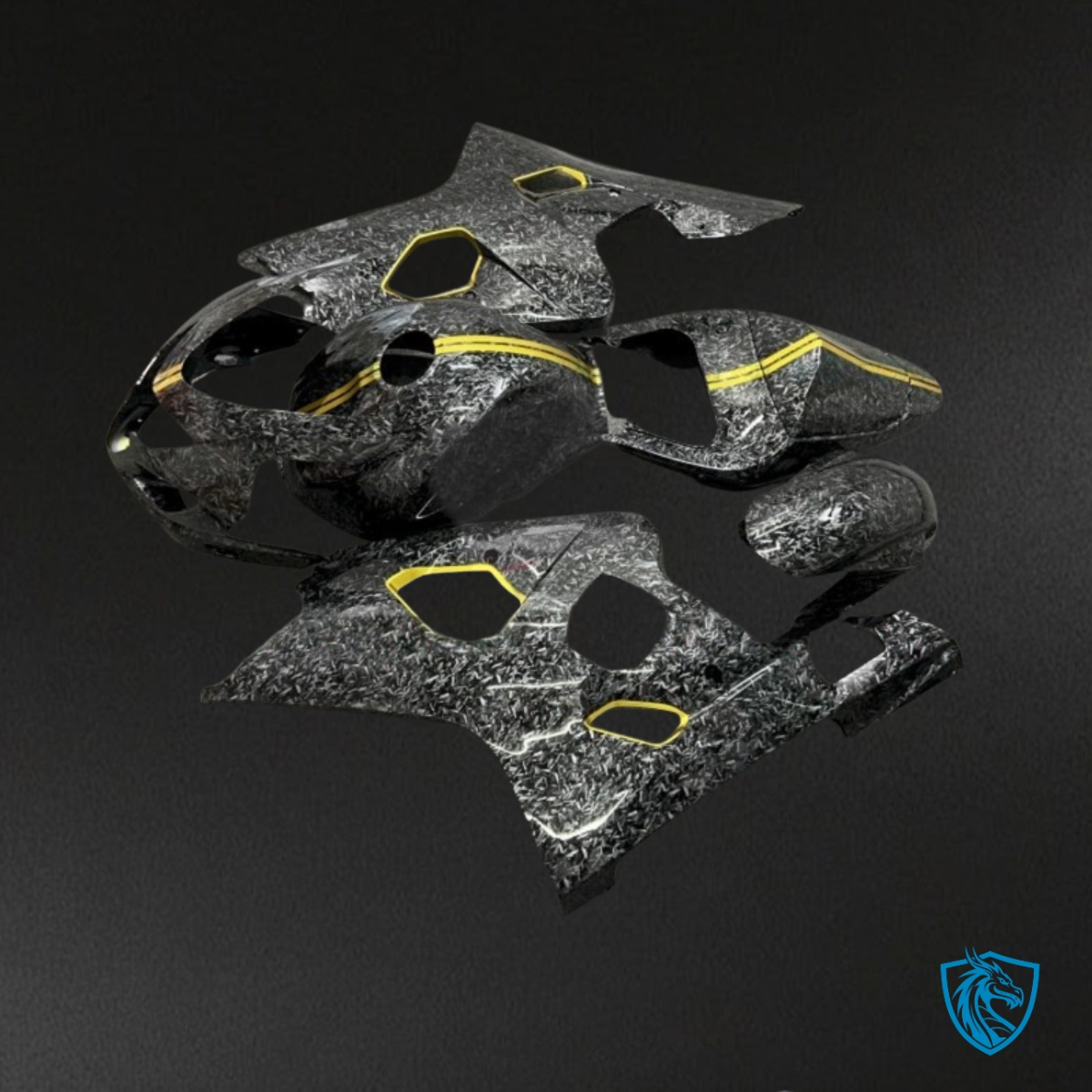 Suzuki GSXR600/750 (2004-2005) Black & Yellow Carbon Fiber Fairing Kit - Aftermarket ABS Bodywork
