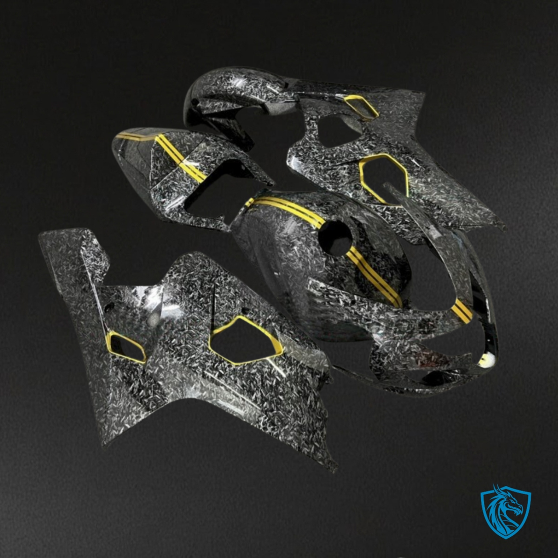 Suzuki GSXR600/750 (2004-2005) Black & Yellow Carbon Fiber Fairing Kit - Aftermarket ABS Bodywork