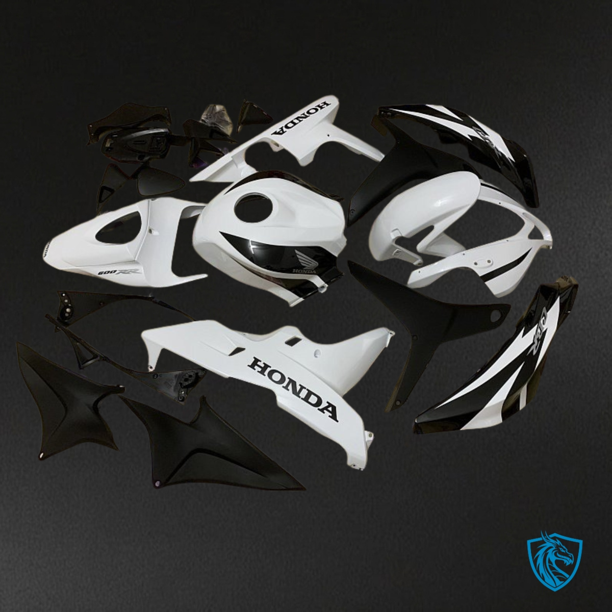 Honda CBR600RR (2007-2008) White & Glossy Black Fairing Kit | ABS Bodywork