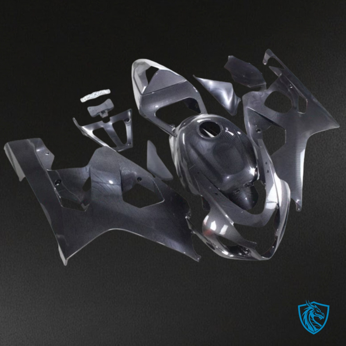 Suzuki GSXR600/750 (2004-2005) Black & Gray Carbon Fiber Fairing Kit - Aftermarket ABS Bodywork