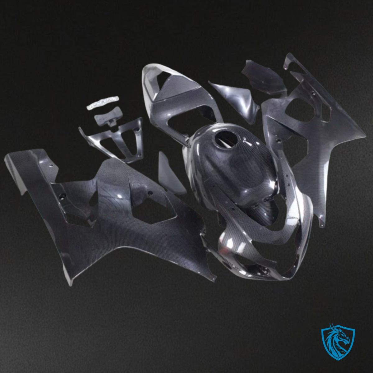 Suzuki GSXR600/750 (2004-2005) Black & Gray Carbon Fiber Fairing Kit - Aftermarket ABS Bodywork