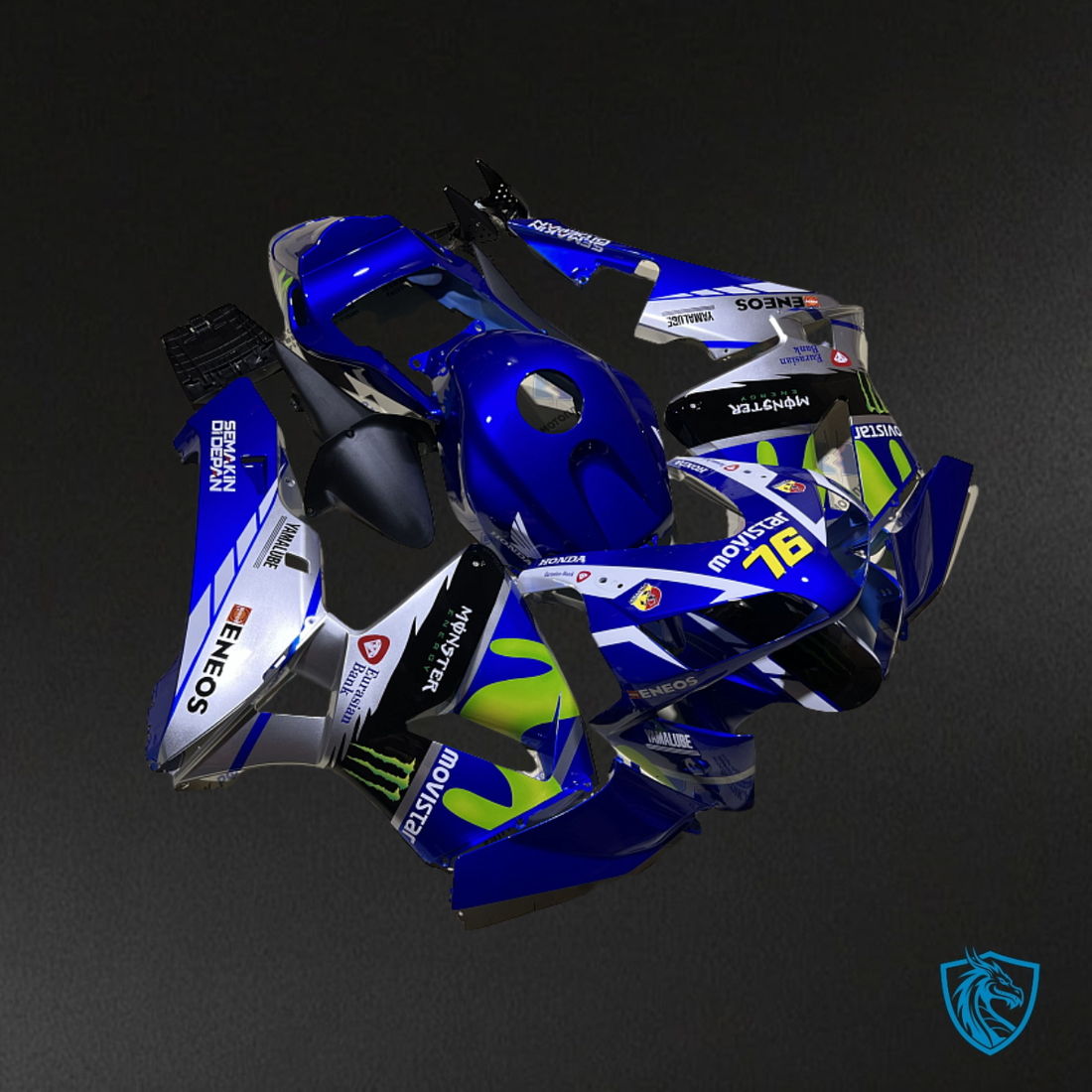 Honda CBR600RR (2003-2004) Glossy Blue & White Fairing Kit - Aftermarket ABS Bodywork