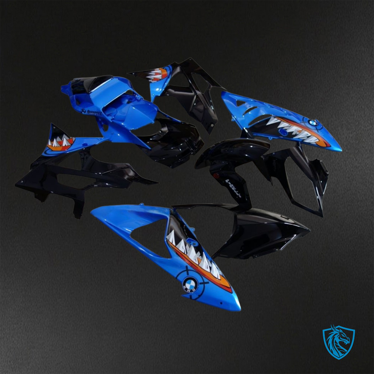 BMW S1000RR HP4 (2009-2014) Black & Blue Shark - Replacement Motorcycle Fairings Kit