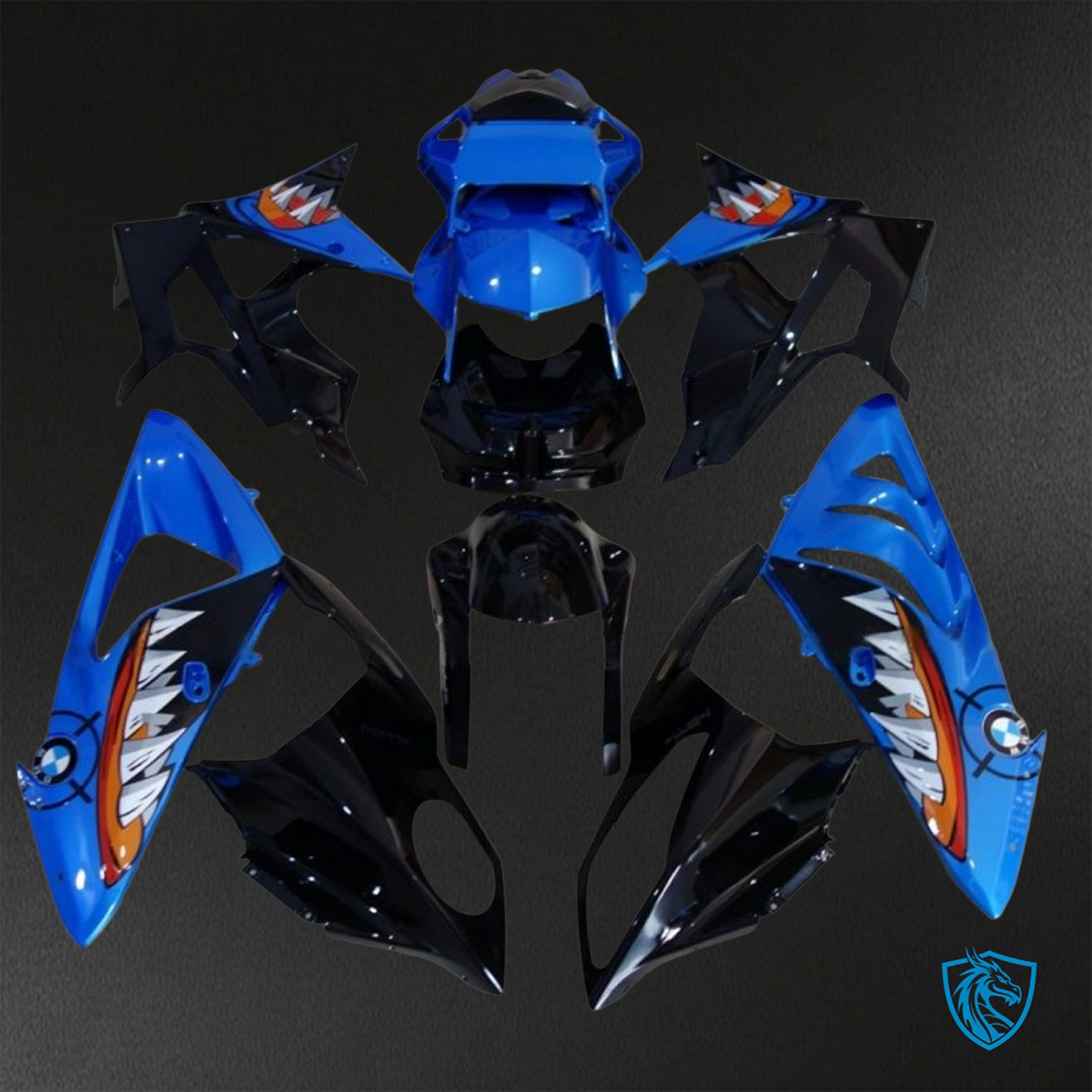 BMW S1000RR HP4 (2009-2014) Black & Blue Shark - Replacement Motorcycle Fairings Kit