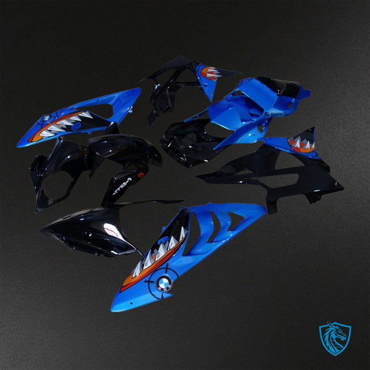 BMW S1000RR HP4 (2009-2014) Black & Blue Shark - Replacement Motorcycle Fairings Kit