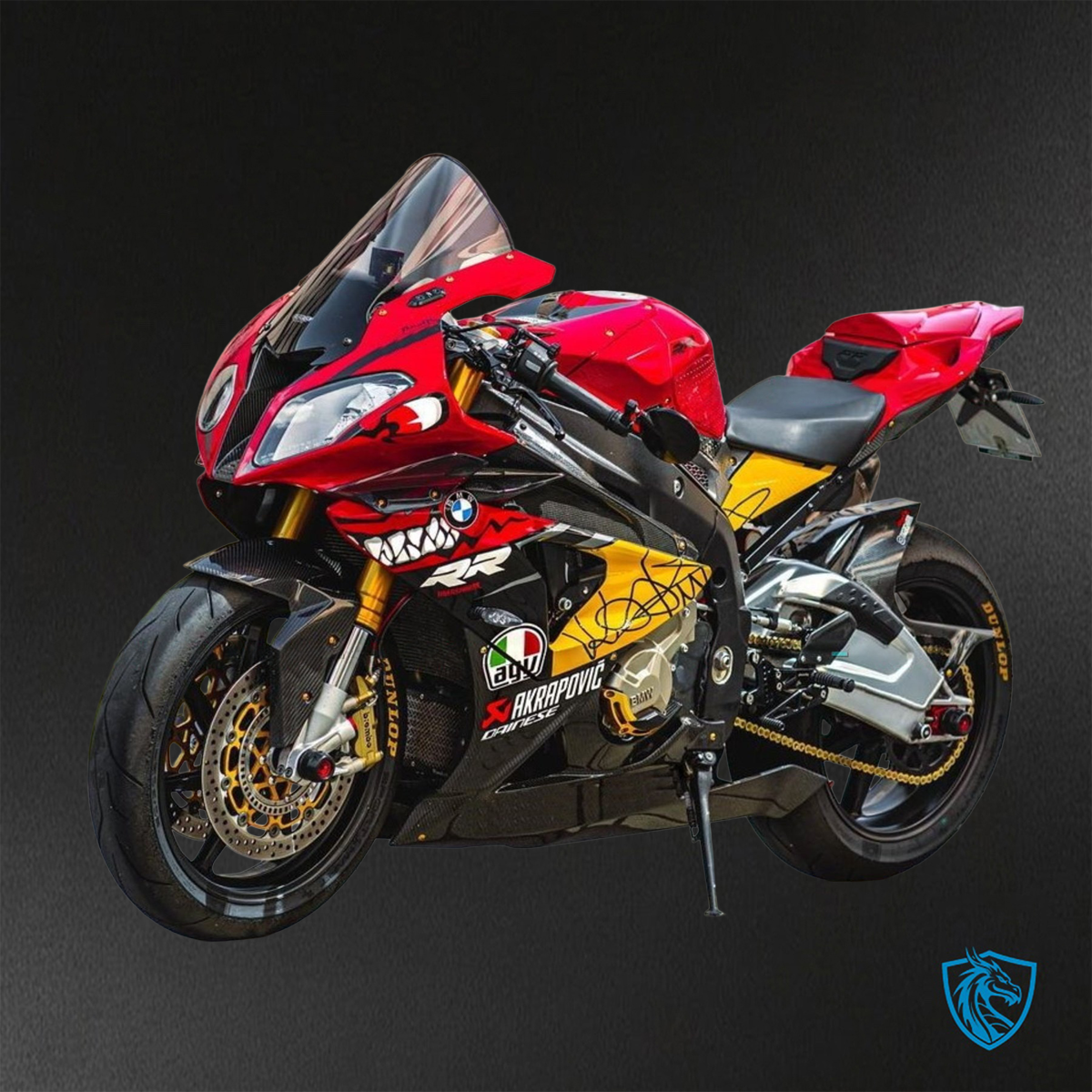 BMW S1000RR (2009-2014) Black Red & Yellow Shark - Custom ABS Fairing Kit