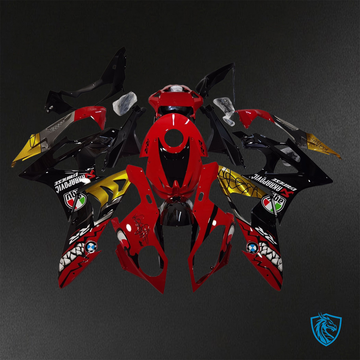 BMW S1000RR (2009-2014) Black Red & Yellow Shark - Custom ABS Fairing Kit