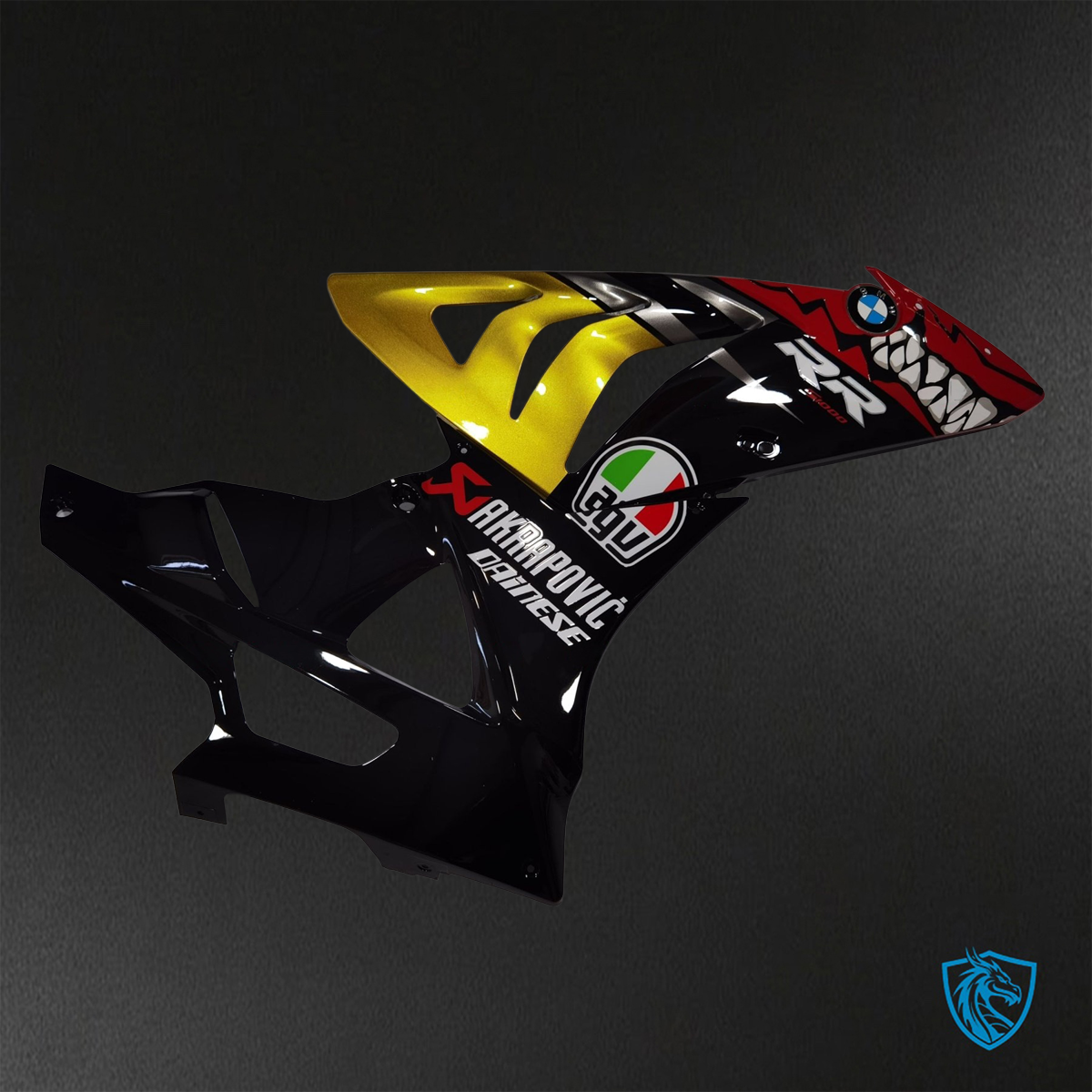 BMW S1000RR (2009-2014) Black Red & Yellow Shark - Custom ABS Fairing Kit
