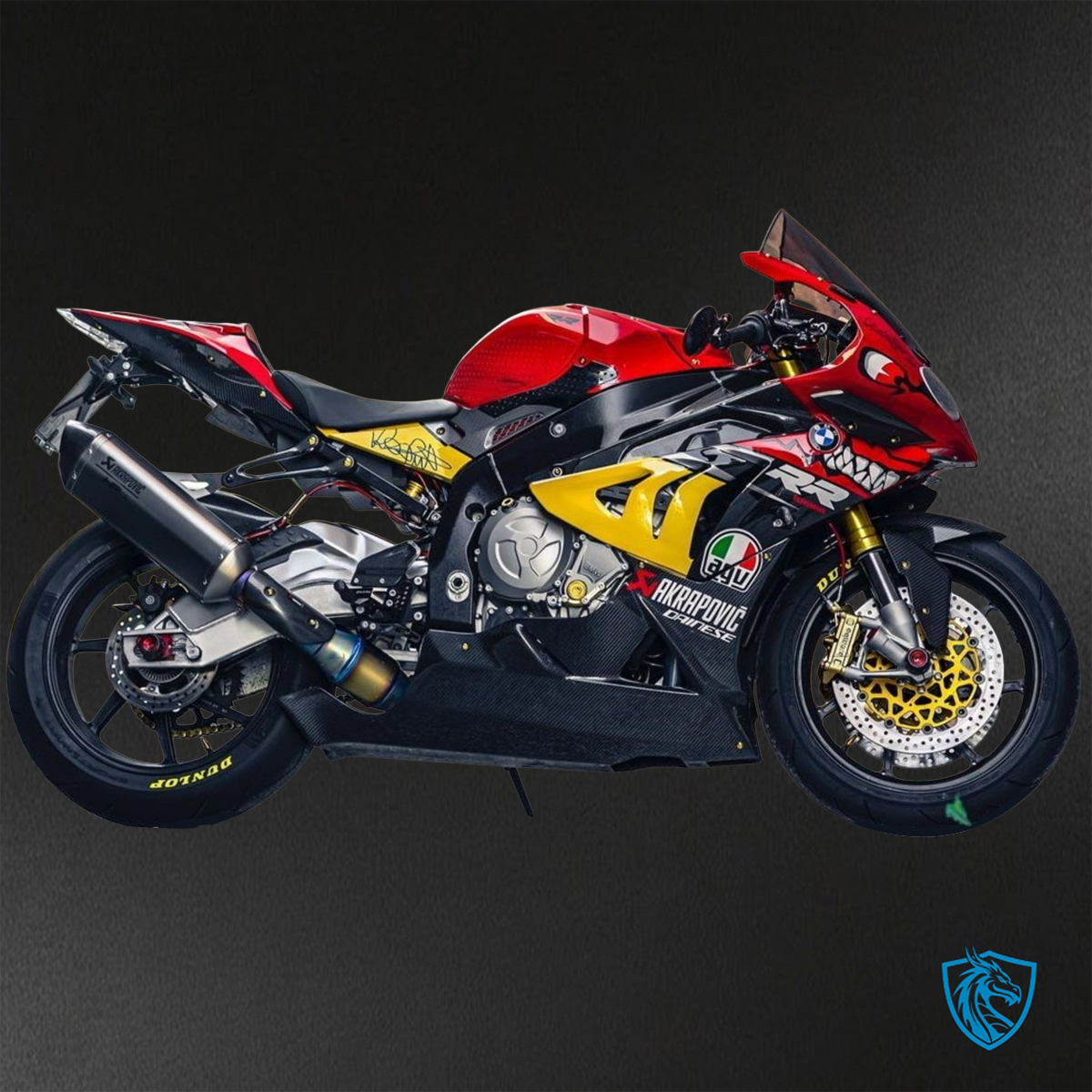 BMW S1000RR (2009-2014) Black Red & Yellow Shark - Custom ABS Fairing Kit