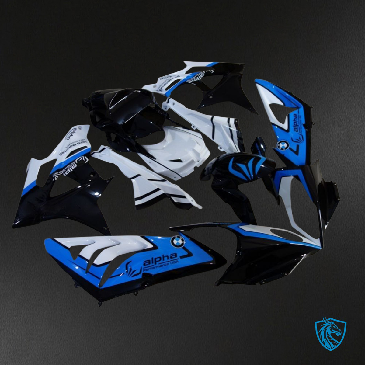 BMW S1000RR HP4 (2009-2014) Blue, White & Black Alpha ABS Bodywork - Fairings Kit