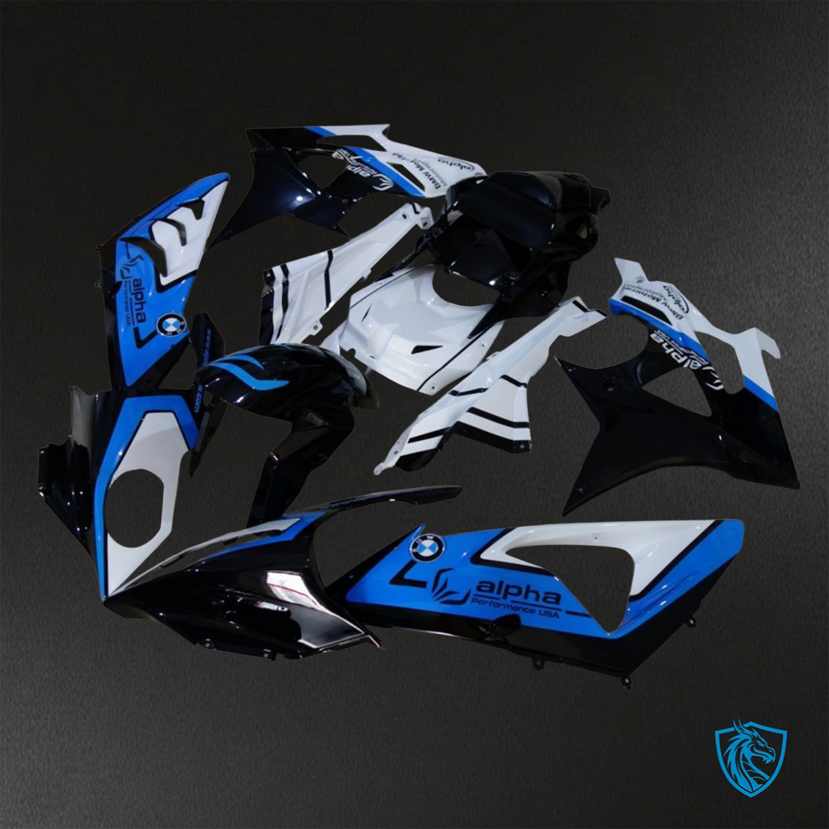 BMW S1000RR HP4 (2009-2014) Blue, White & Black Alpha ABS Bodywork - Fairings Kit