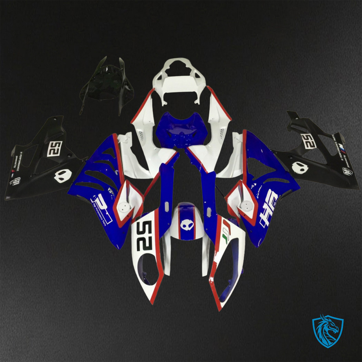 BMW S1000RR HP4 (2009-2014) Blue White & Black - Custom ABS Fairing Kit