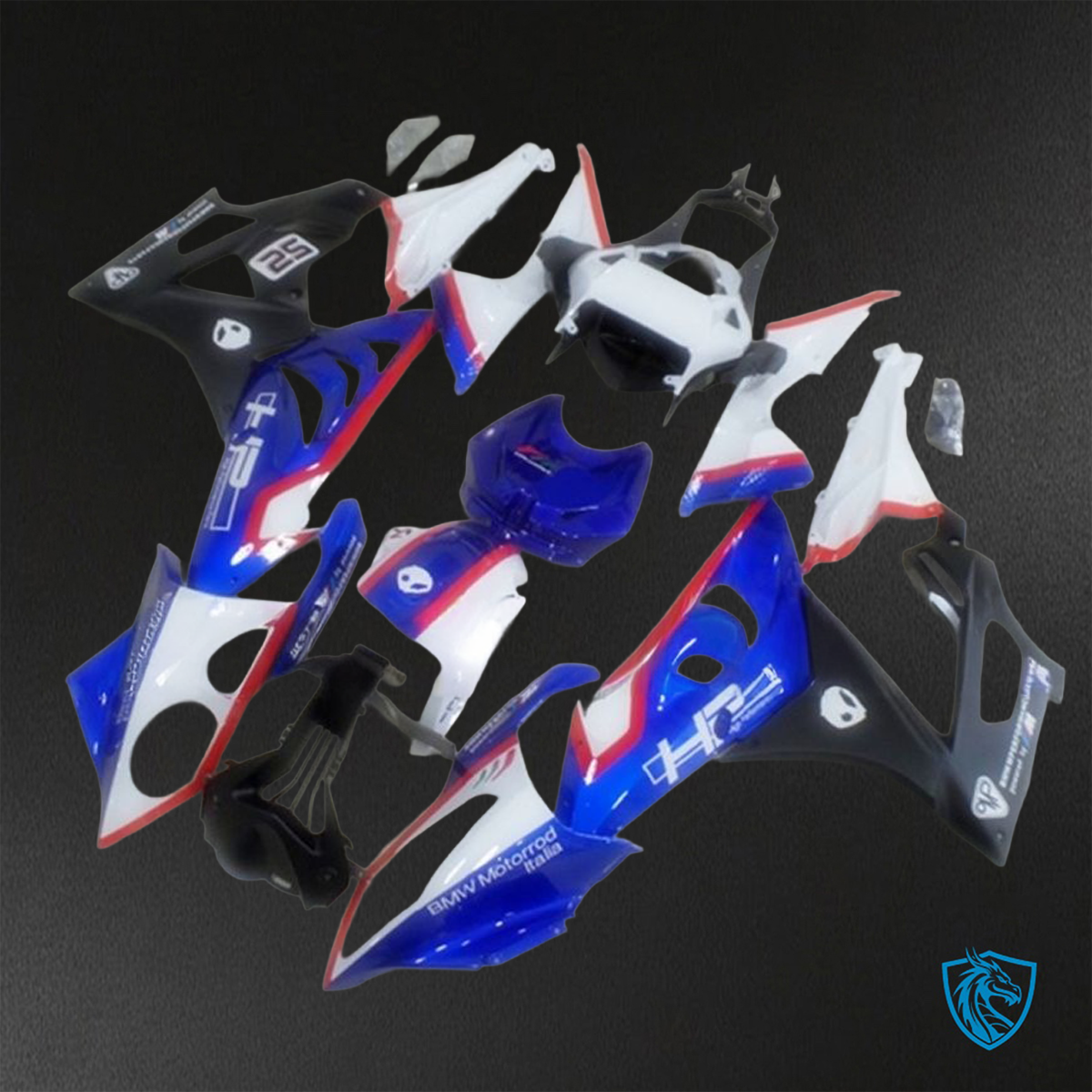 BMW S1000RR HP4 (2009-2014) Blue White & Black - Custom ABS Fairing Kit