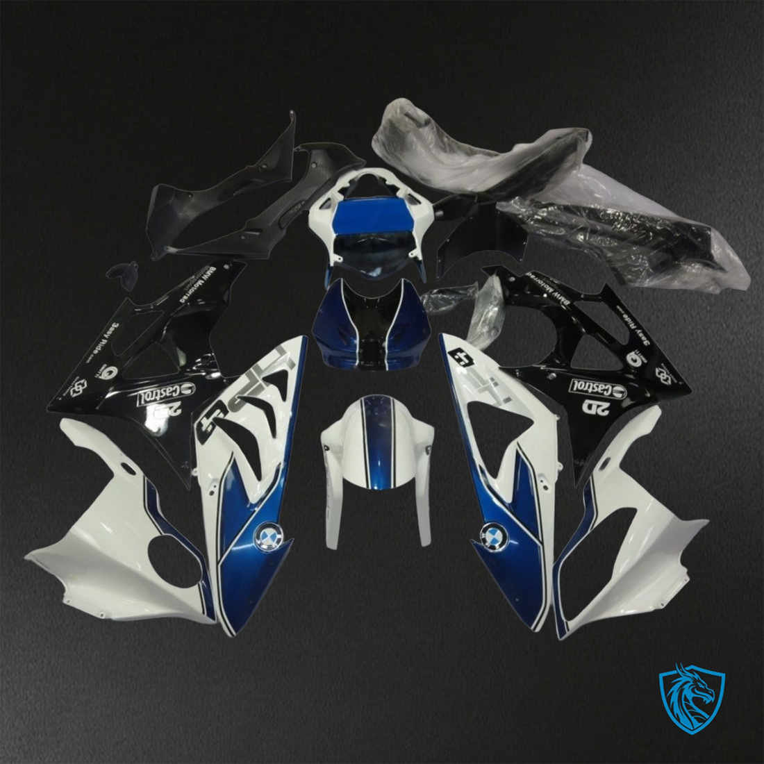 BMW S1000RR HP4 (2009-2014) With, Black & Blue Fairings Kit - Aftermarket ABS Bodywork