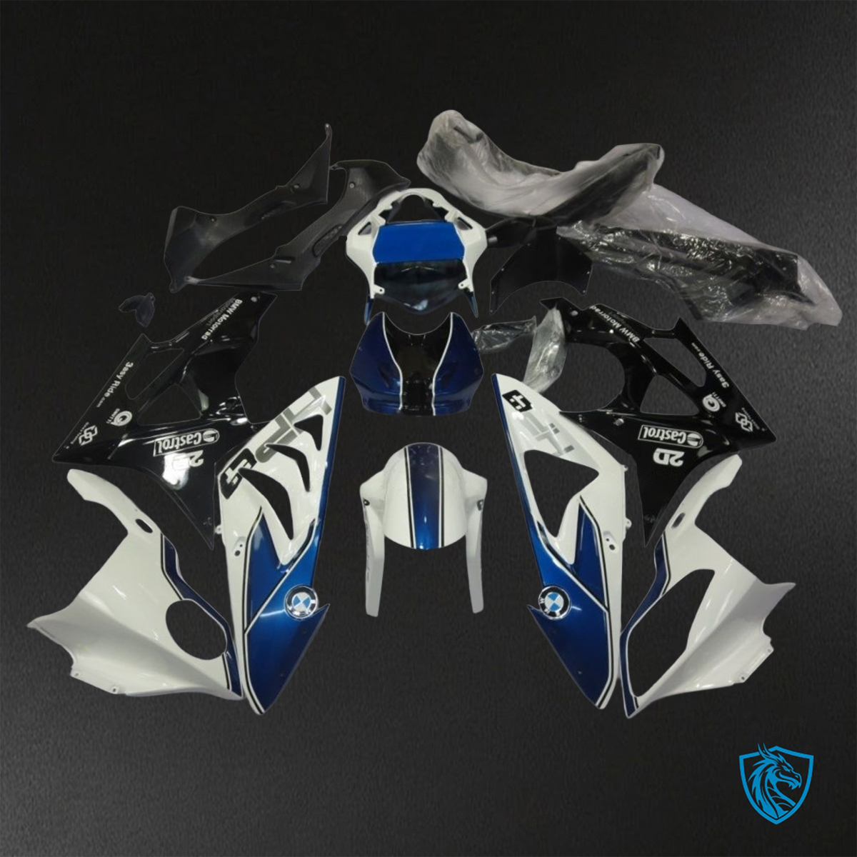 BMW S1000RR HP4 (2009-2014) With, Black & Blue Fairings Kit - Aftermarket ABS Bodywork