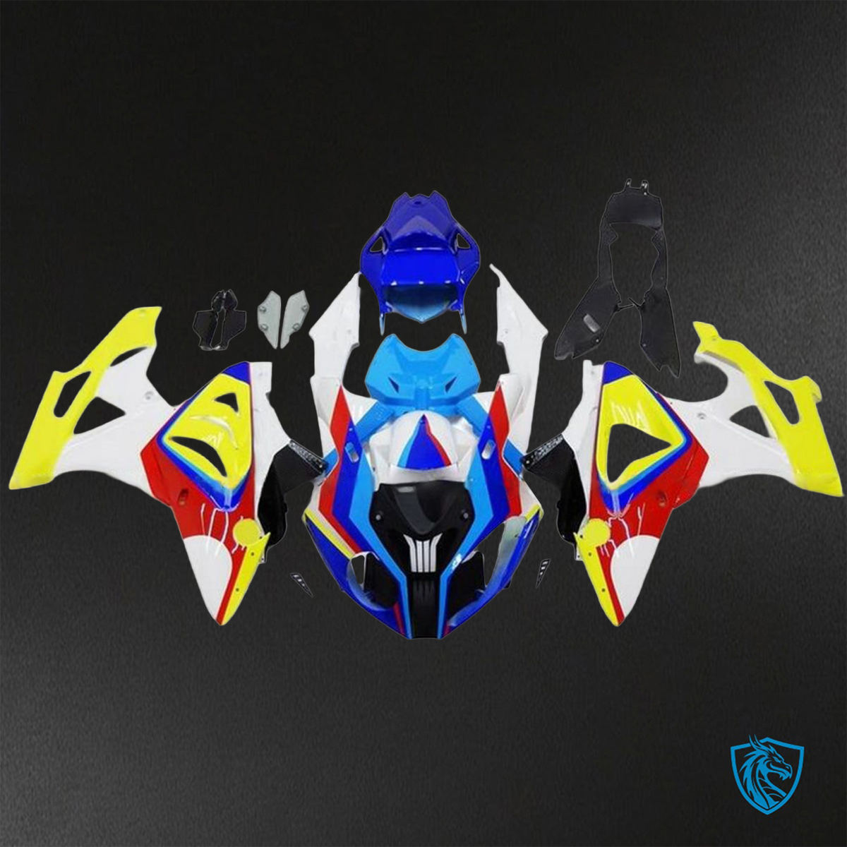 BMW S1000RR HP4 (2009-2014) Blue, White, Red & Yellow - Custom ABS Fairing Kit