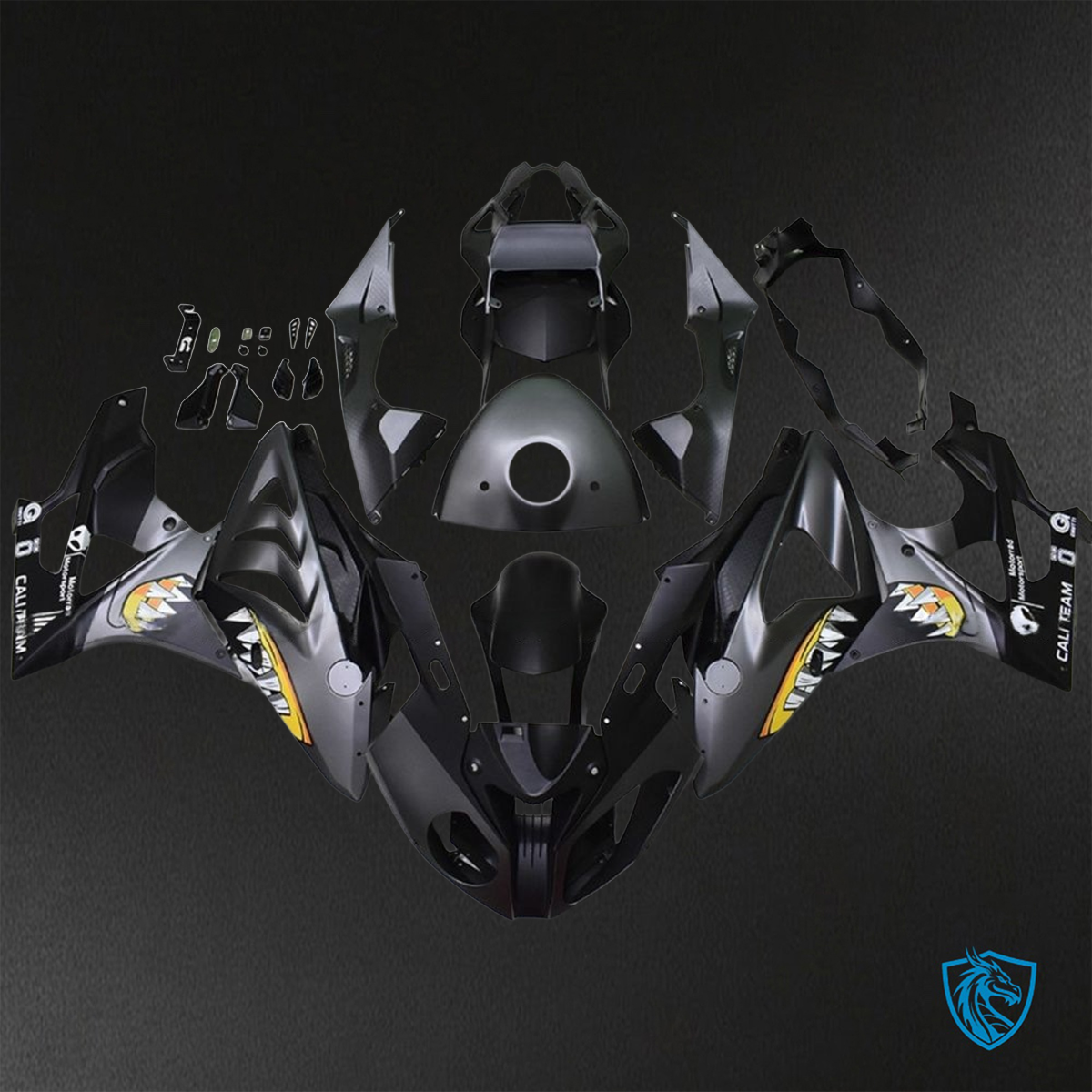 BMW S1000RR HP4 (2009-2014) Black & Gray Shark Fairings Kit - Aftermarket ABS Bodywork