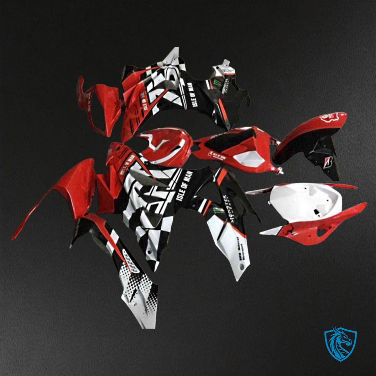 BMW S1000RR HP4 (2009-2014) Red, Black & white ABS Bodywork - Fairings Kit