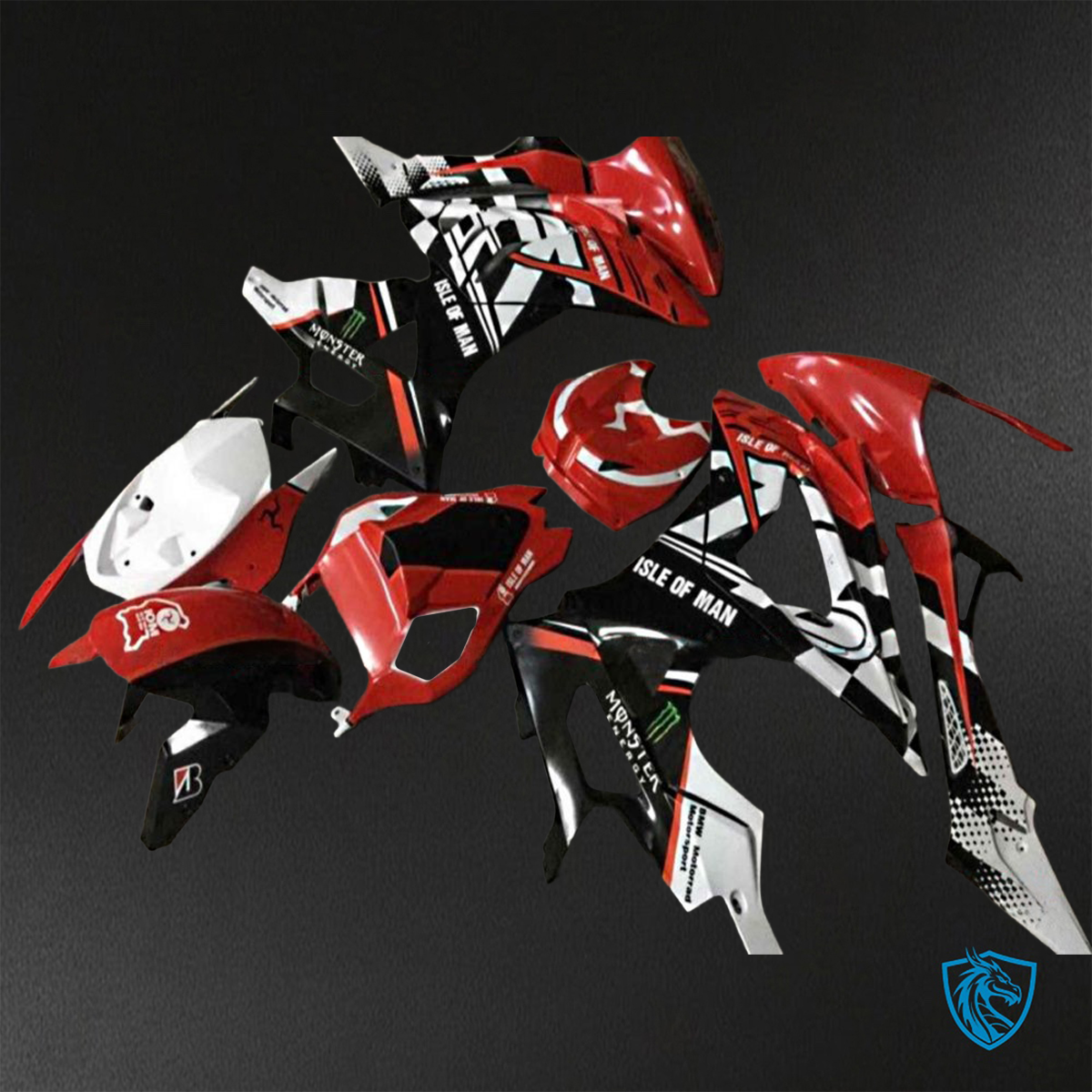 BMW S1000RR HP4 (2009-2014) Red, Black & white ABS Bodywork - Fairings Kit