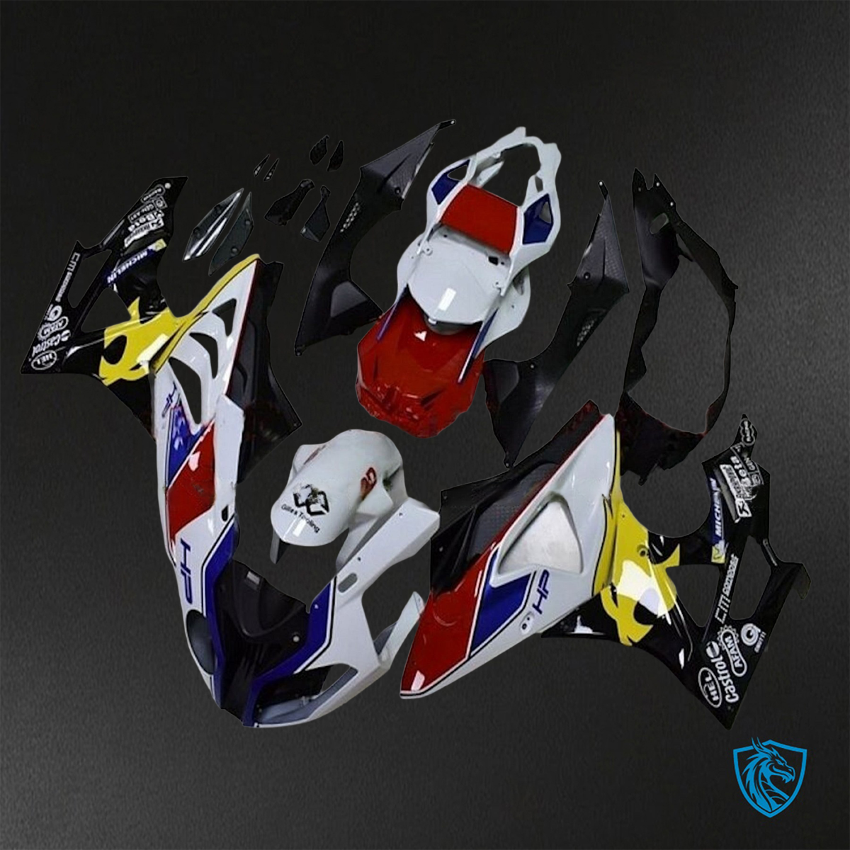 BMW S1000RR HP4 (2009-2014) White, Red & Blue - Replacement Motorcycle Fairings Kit
