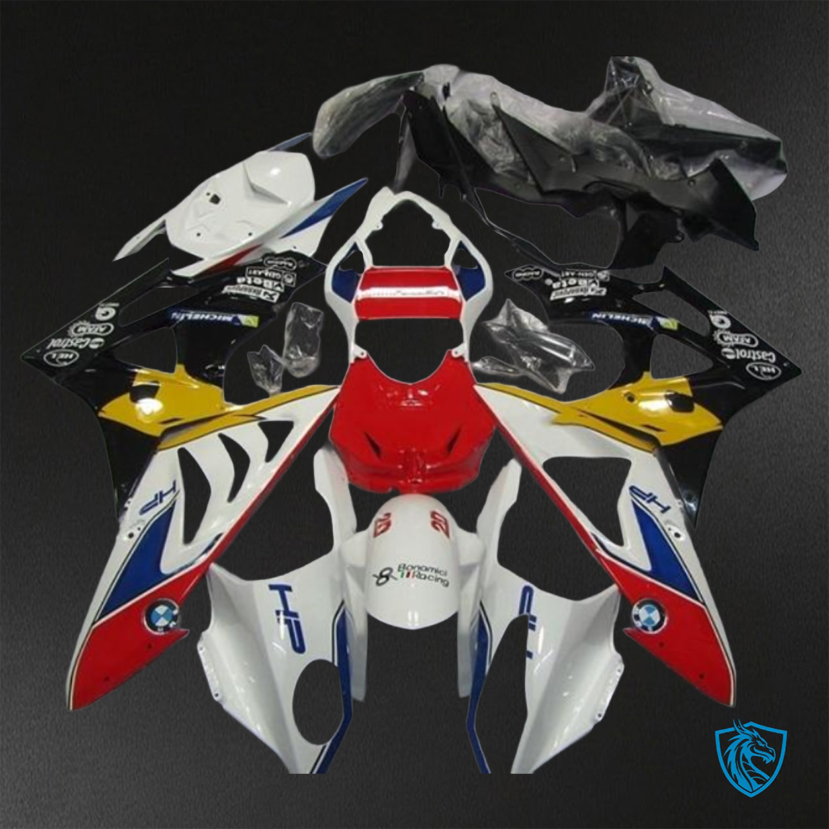 BMW S1000RR HP4 (2009-2014) White, Red & Blue - Replacement Motorcycle Fairings Kit