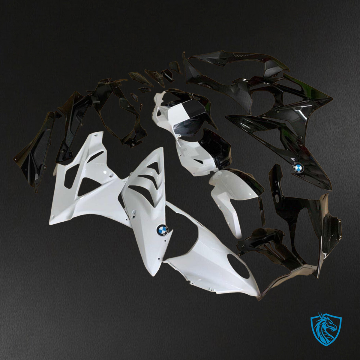 BMW S1000RR HP4 (2009-2014) White & Black Fairings Kit - Aftermarket ABS Bodywork