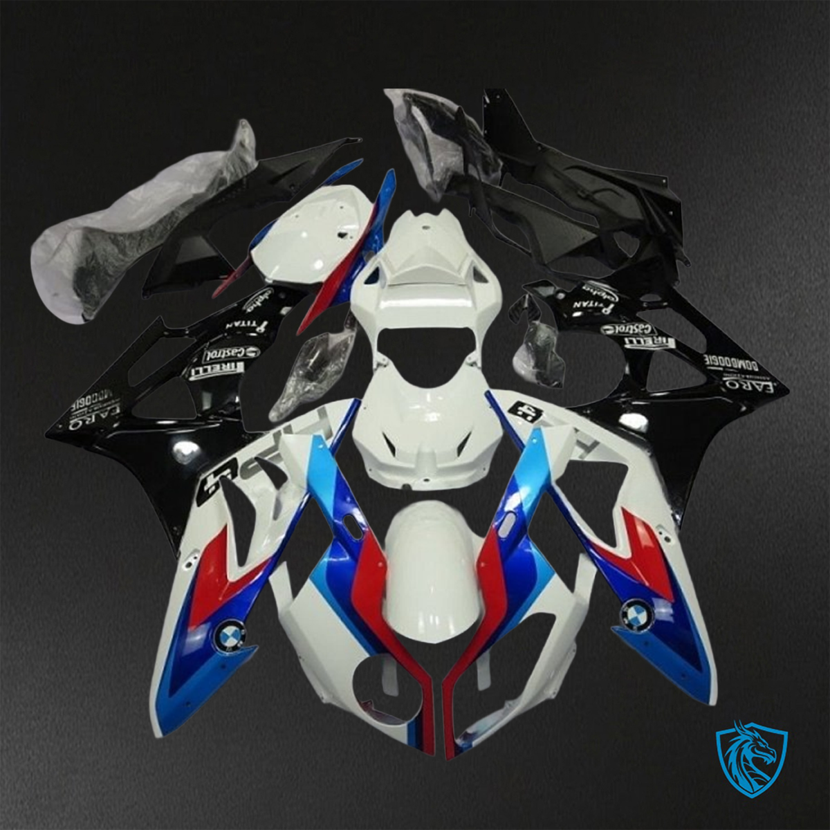 BMW S1000RR HP4 (2009-2014 ) White, Black, Blue & Red Fairings Kit - Aftermarket ABS Bodywork