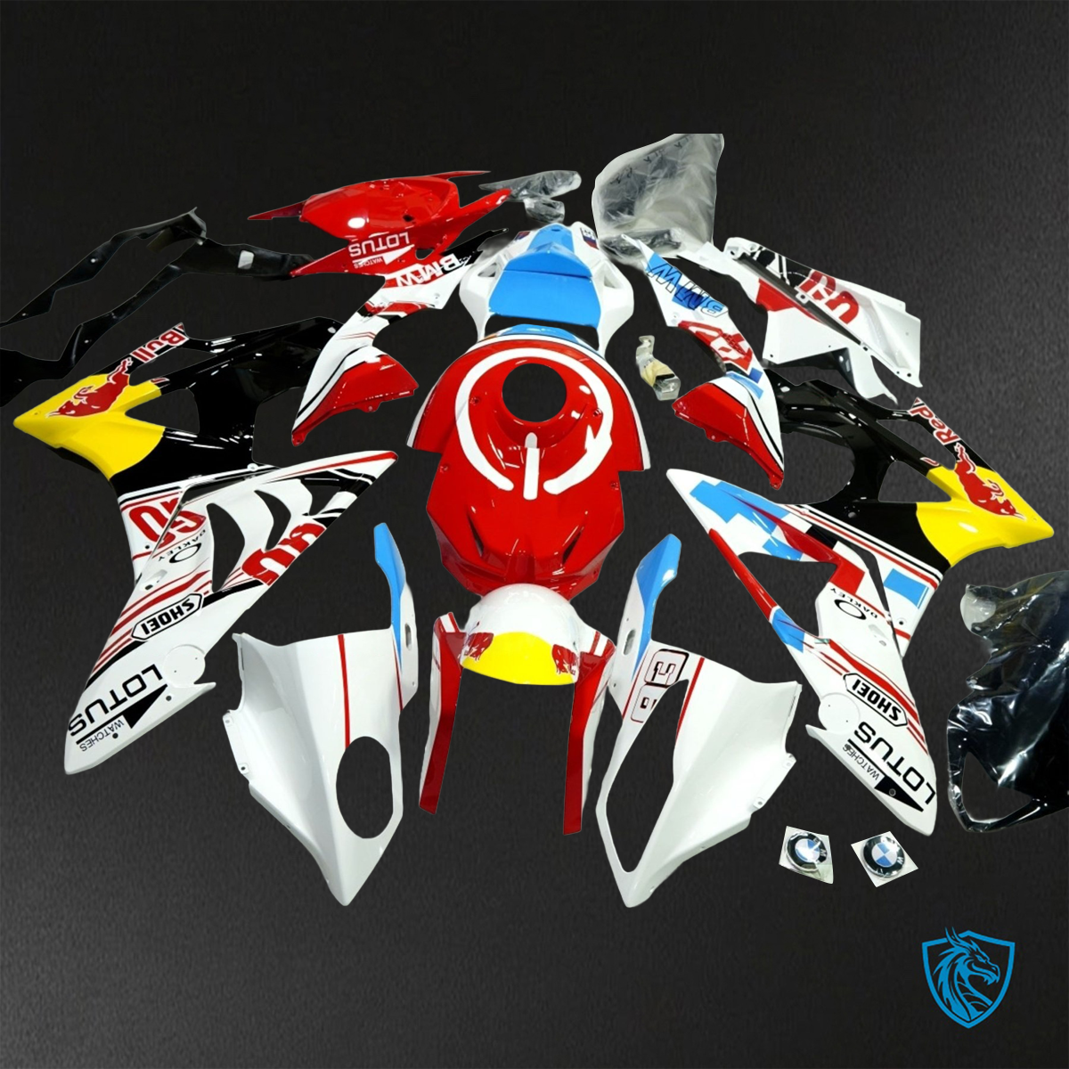 BMW S1000RR HP4 (2009-2014) White, Yellow, Blue & Red Bull ABS Bodywork - Fairings Kit