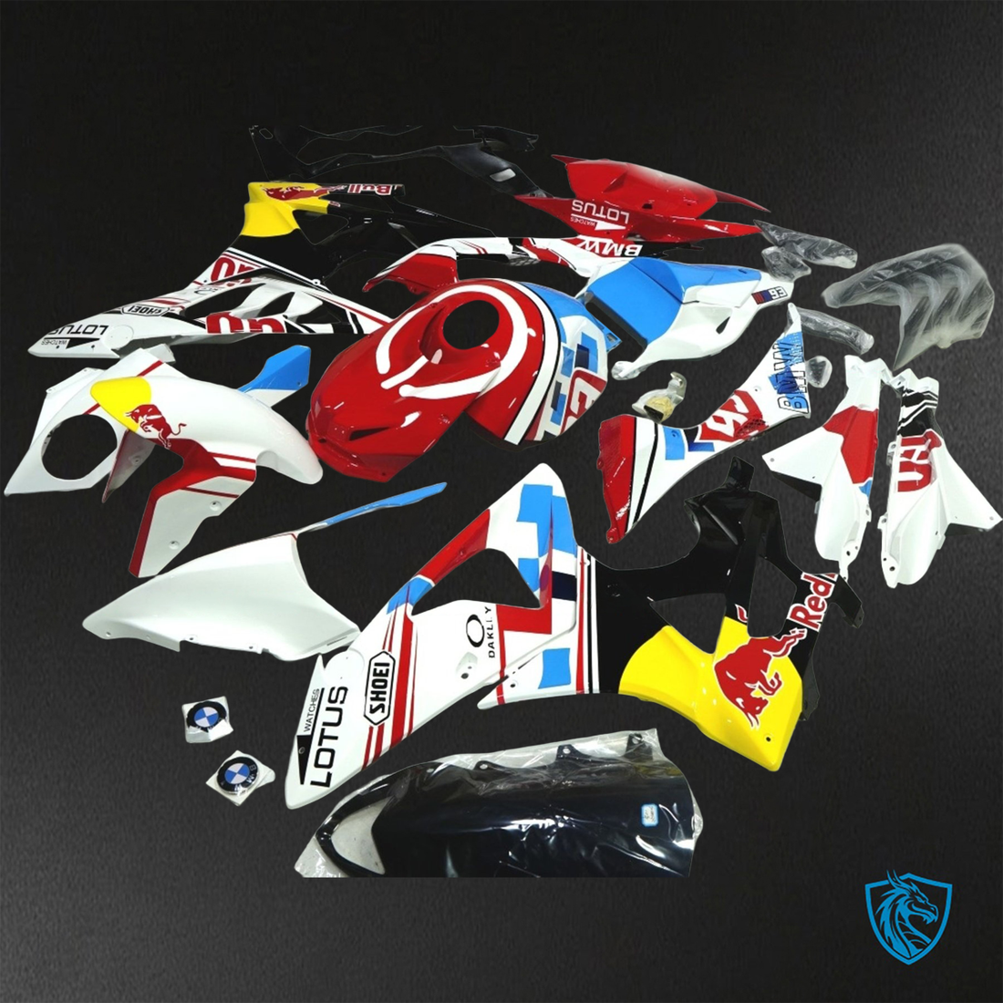 BMW S1000RR HP4 (2009-2014) White, Yellow, Blue & Red Bull ABS Bodywork - Fairings Kit