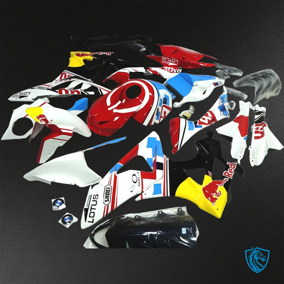 BMW S1000RR HP4 (2009-2014) White, Yellow, Blue & Red Bull ABS Bodywork - Fairings Kit