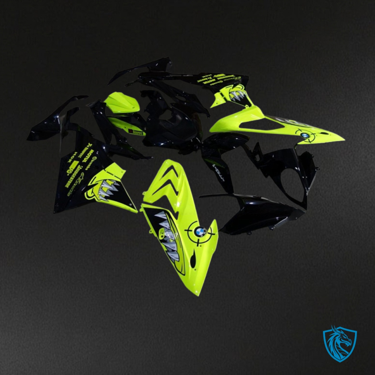 BMW S1000RR (2015-2018) Black & Neon Yellow Shark - Replacement Motorcycle Fairings Kit