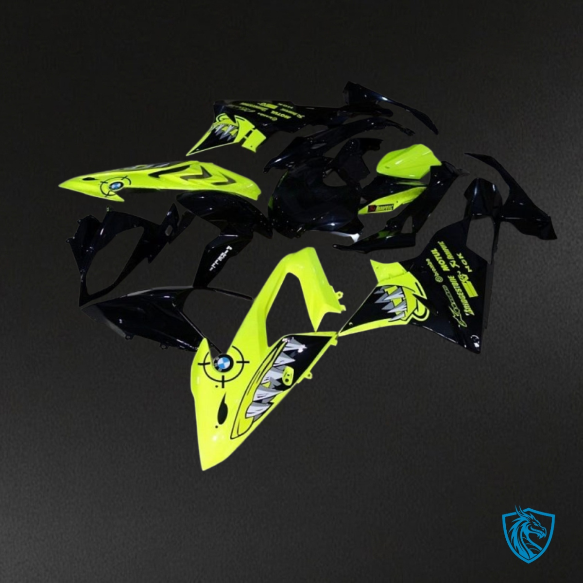 BMW S1000RR (2015-2018) Black & Neon Yellow Shark - Replacement Motorcycle Fairings Kit