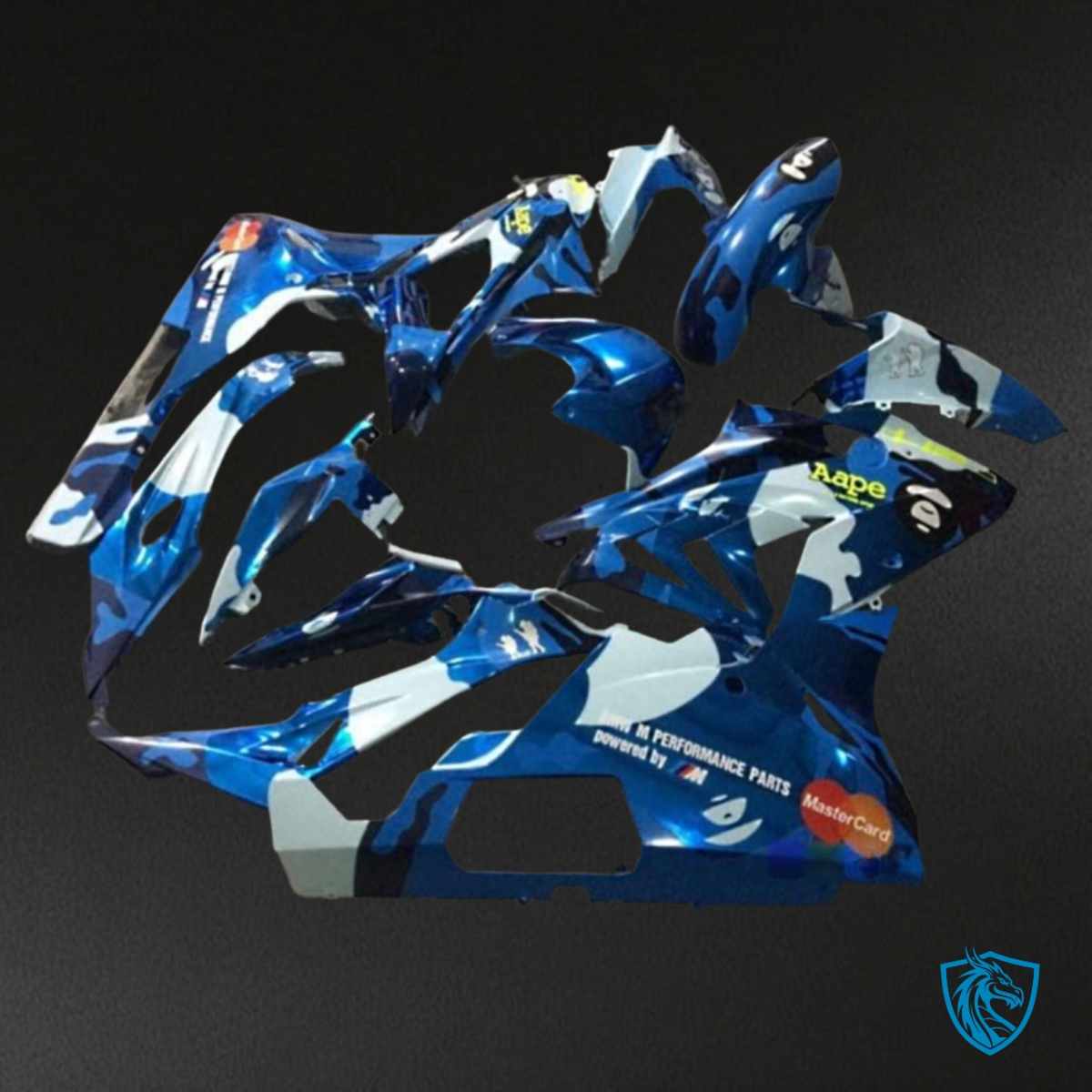 BMW S1000RR (2015-2018) White, Black & Blue with Spots - Custom ABS Fairing Kit