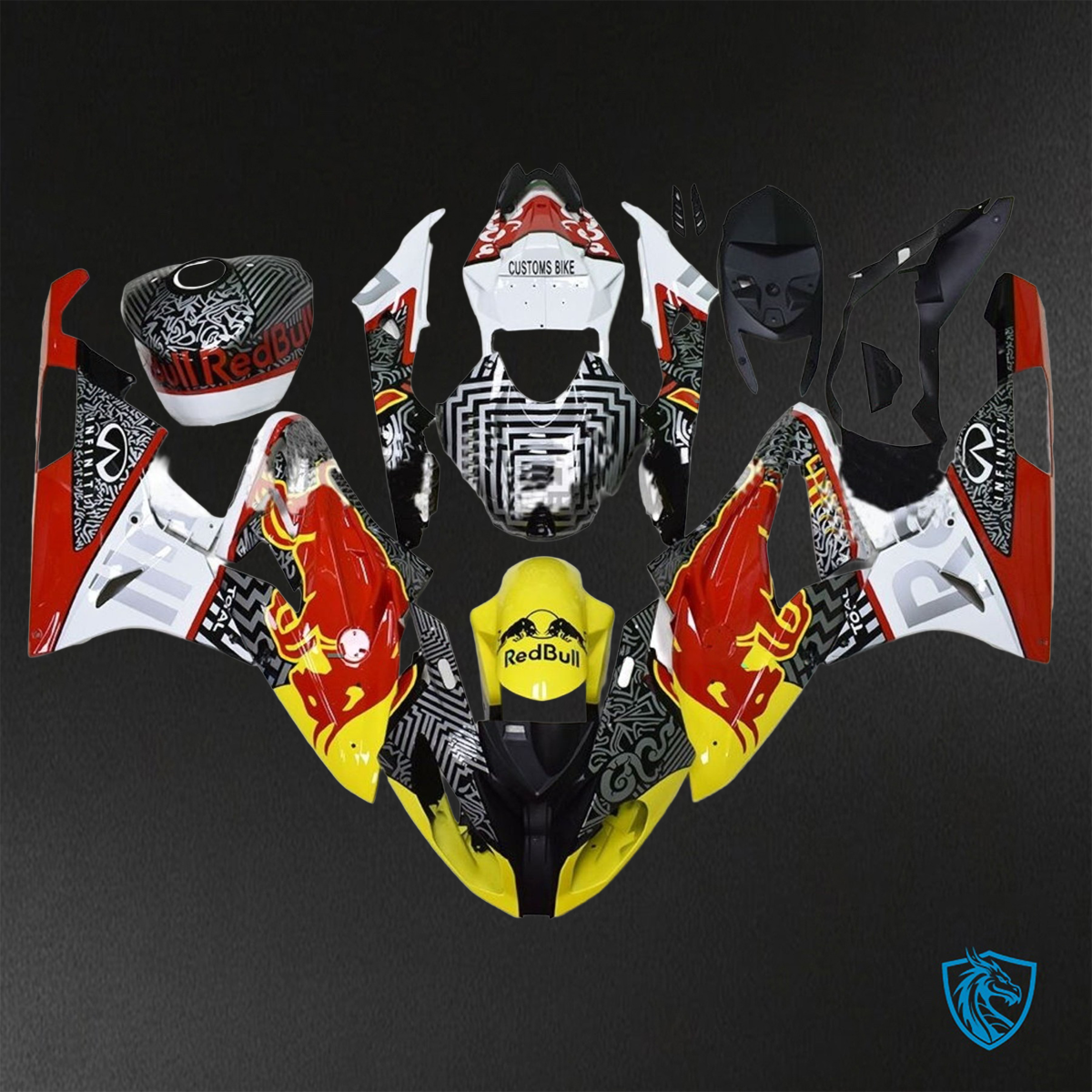 BMW S1000RR (2015-2018) HP4 (2017-2018) Multicolor Red Bull Fairings Kit - Aftermarket ABS Bodywork