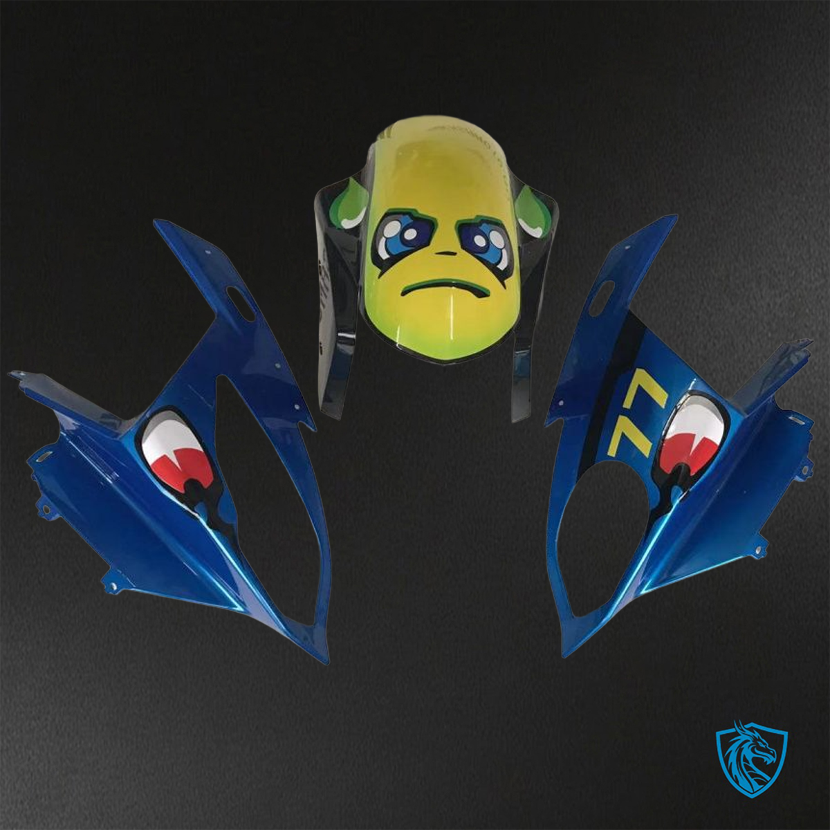 BMW S1000RR (2015-2018) HP4 (2017-2018) Blue, Yellow & Black Shark - Custom ABS Fairing Kit