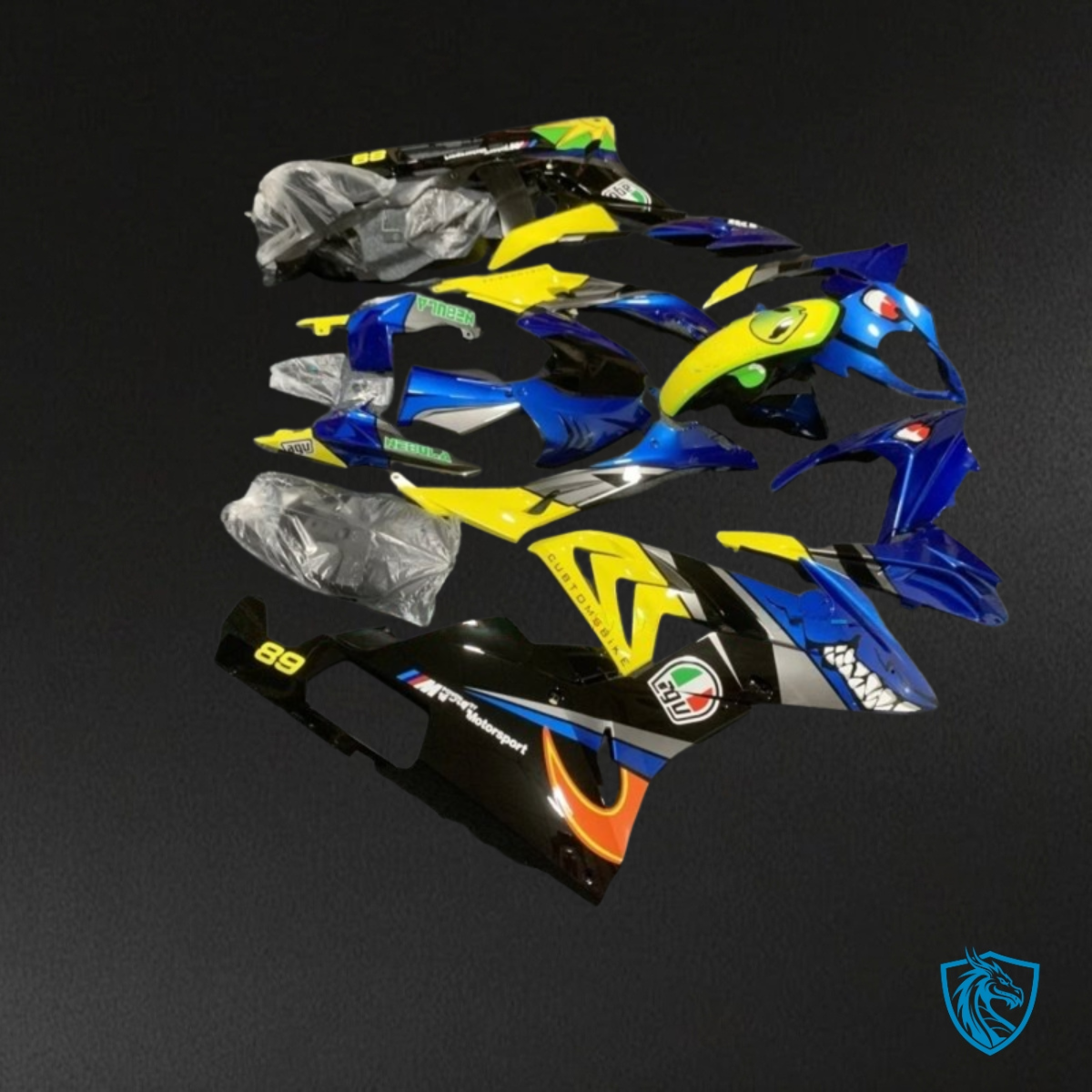BMW S1000RR (2017-2018) Blue & Yellow Shark - Fairing Kit | ABS Bodywork