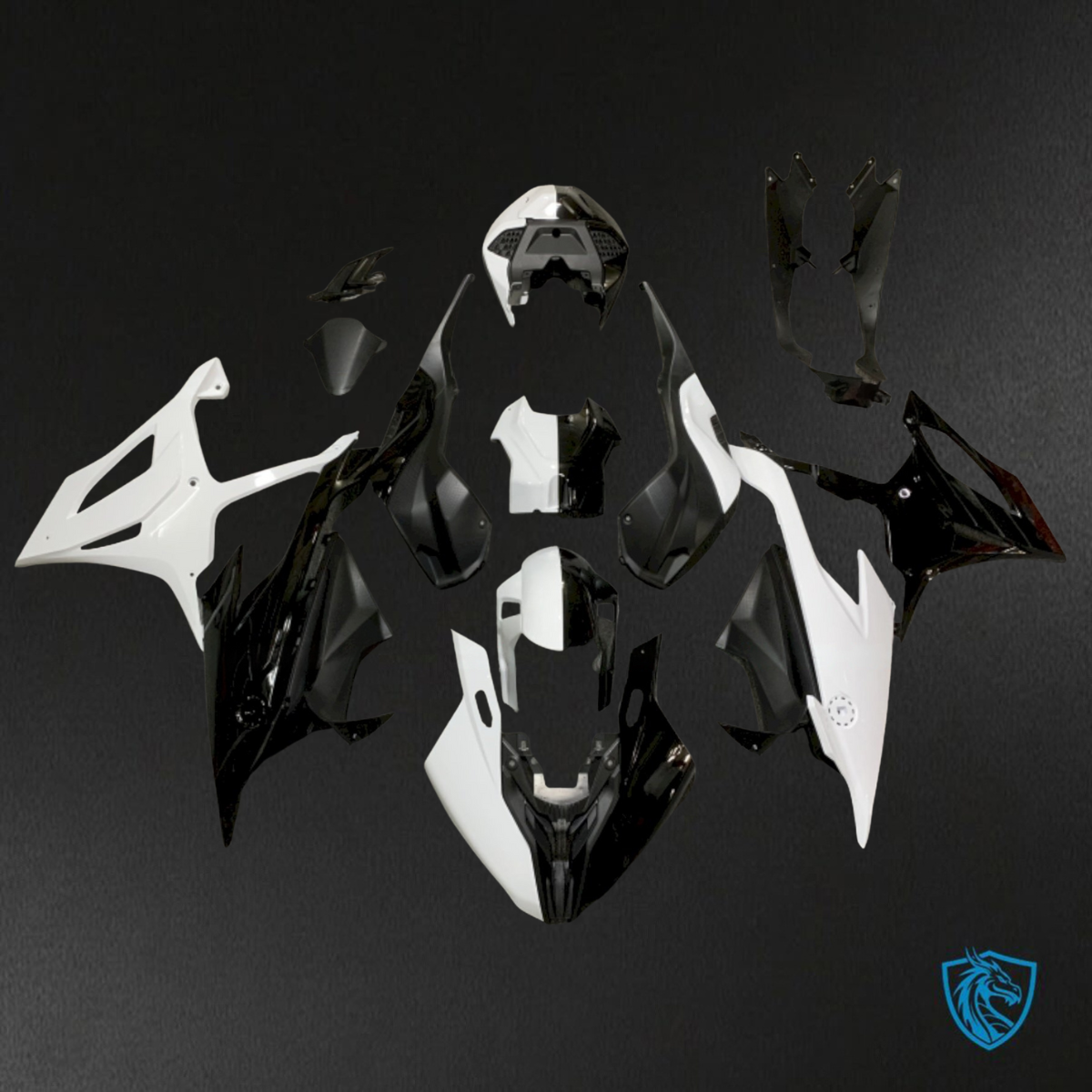BMW S1000RR (2019-2020) Gloss Black & White - Replacement Motorcycle Fairings Kit