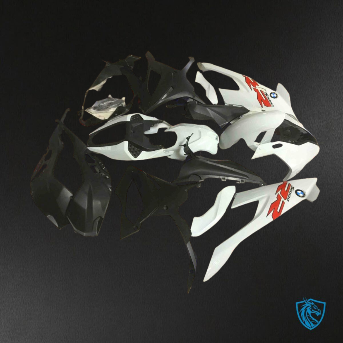 BMW S1000RR (2019-2020) White & Black Fairings Kit - Aftermarket ABS Bodywork