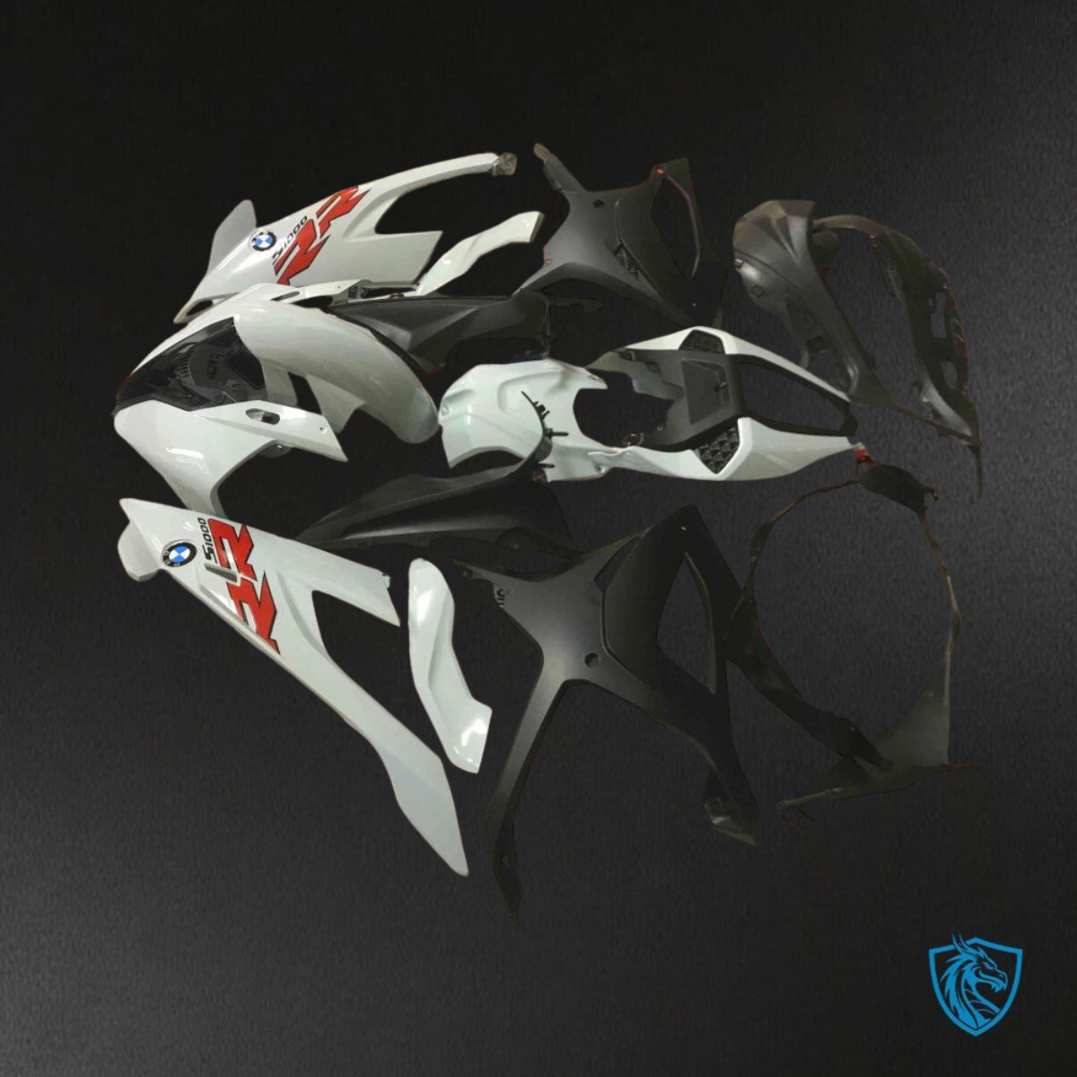 BMW S1000RR (2019-2020) White & Black Fairings Kit - Aftermarket ABS Bodywork