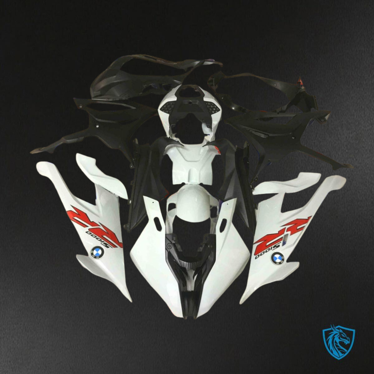 BMW S1000RR (2019-2020) White & Black Fairings Kit - Aftermarket ABS Bodywork