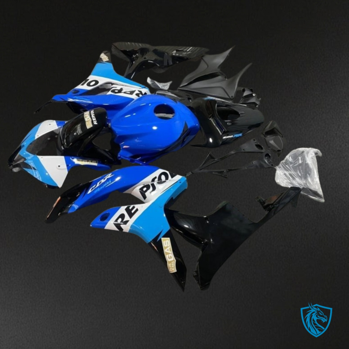 Honda CBR600RR (2007-2008) Repsol Black, Blue & White - MERGEment Motorcycle Fairings Kit