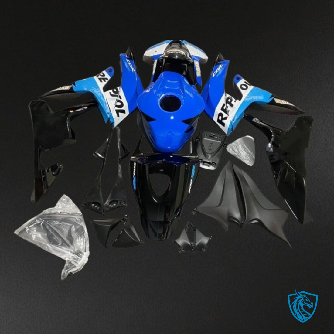 Honda CBR600RR (2007-2008) Repsol Black, Blue & White - MERGEment Motorcycle Fairings Kit