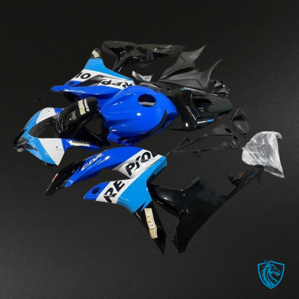 Honda CBR600RR (2007-2008) Repsol Black, Blue & White - Custom ABS Fairing Kit